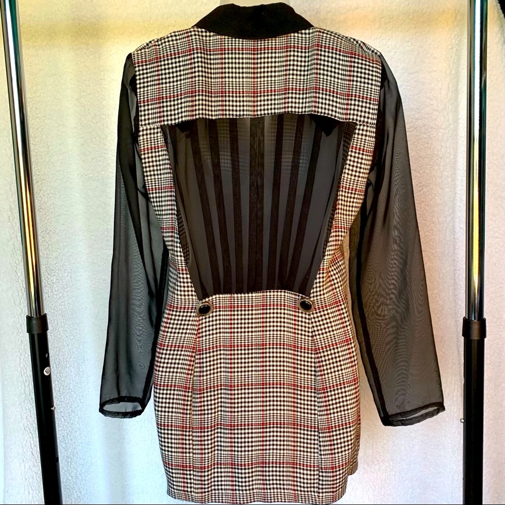 EUC ‘80s rare 2•X•S l/s tunic top/dress, see-through long sleeves & back